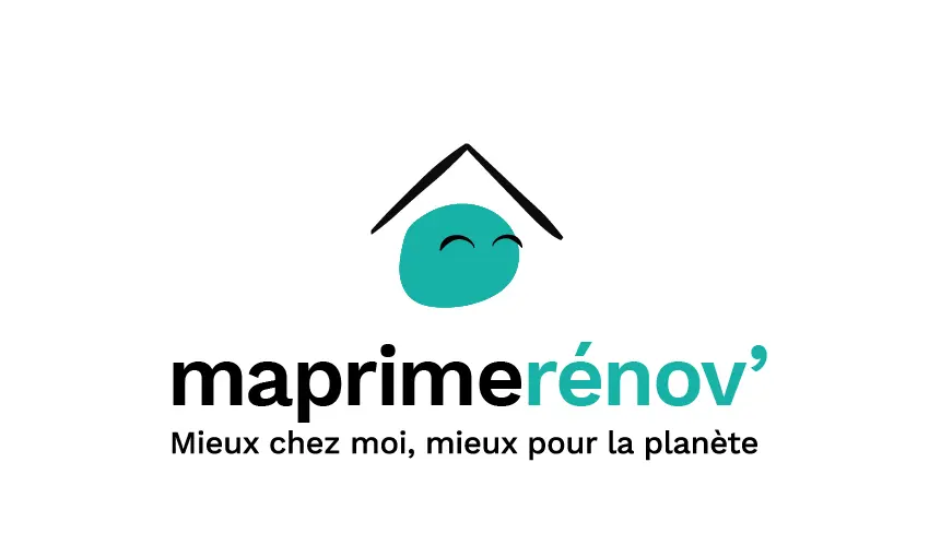 Logo de l'aide de l'état ma prime rénov 2025 pour les travaux de rénovation énergétique avec un fond blanc